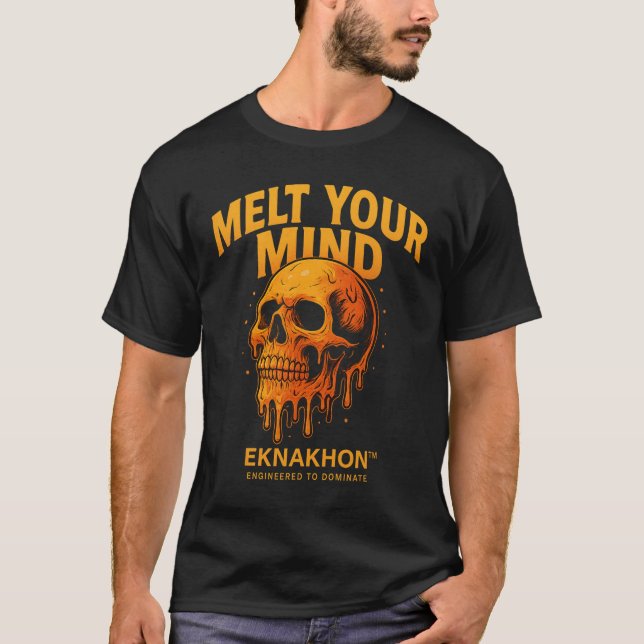 Melt Your Mind Skull Shirt – Gothic Dripping Skull (Front)
