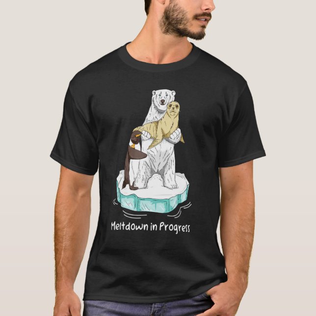 Meltdown in Progress Global Warming Bear Climate C T-Shirt (Front)