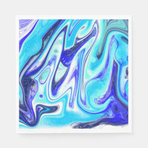 Melted Blue Marble Fluid Art Napkin