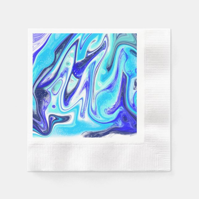 Melted Blue | Marble Fluid Art Napkin (Front)