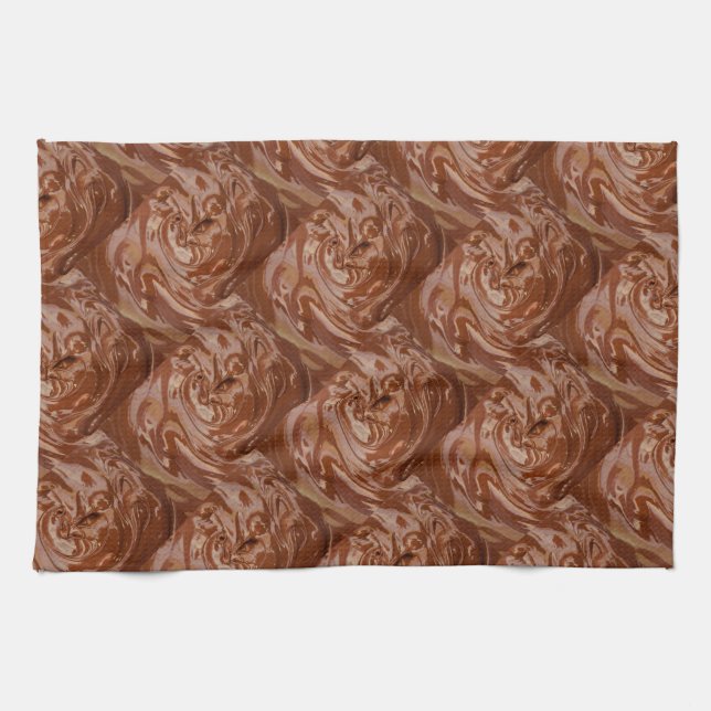 Melted chocolate cocoa fudge swirl dessert tea towel (Horizontal)