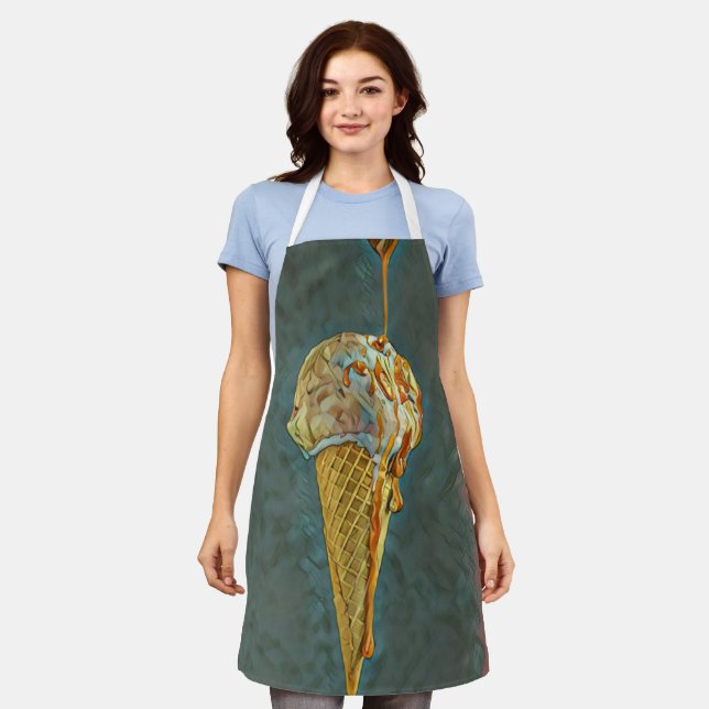 Melted chocolate ice cream cone apron (Worn)