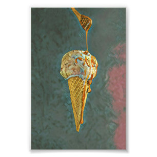 Melted chocolate ice cream cone photo print