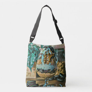 Melted chocolate ice cream shop scoop crossbody bag