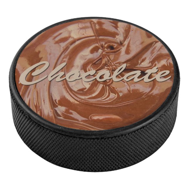 Melted Chocolate Texture Image Hockey Puck (3/4)