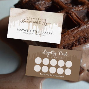 Melted Chocolate Watercolor Bakery Loyalty Rewards Business Card