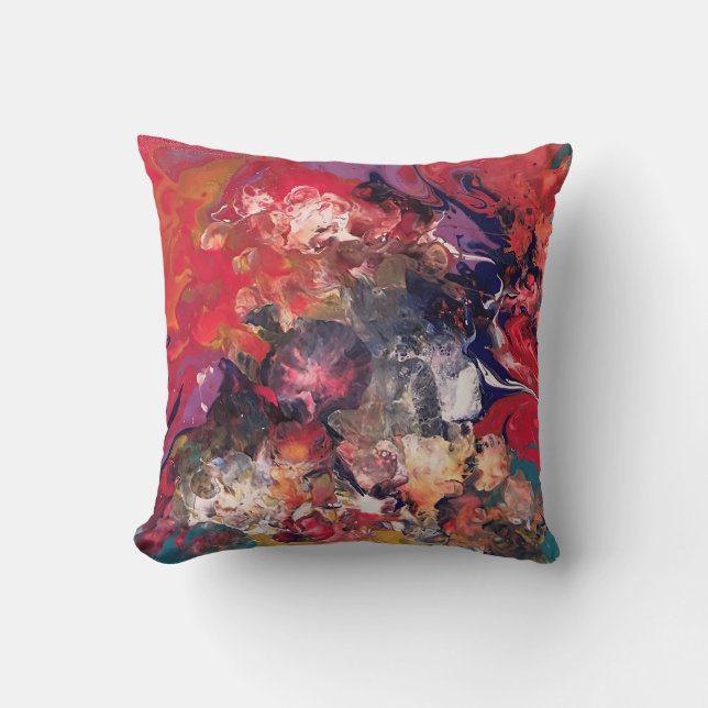 Melted Crayon series.  Acrylic pour as a Cushion (Front)