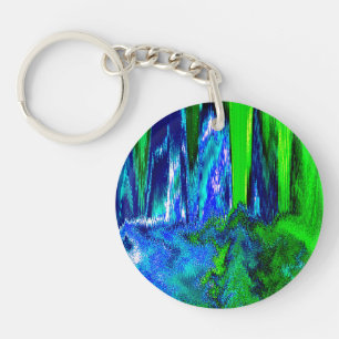 Melted Glitch (Blue & Green) Key Ring