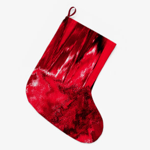 Melted Glitch Red Large Christmas Stocking