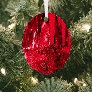Melted Glitch Red Metal Tree Decoration