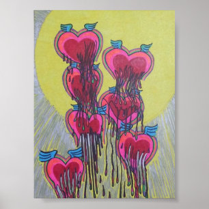 melted heart shapes poster
