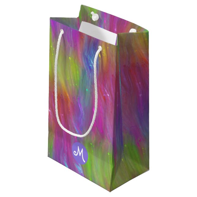 Melted Rainbow Glass Monogram Gift Bag (Front Angled)