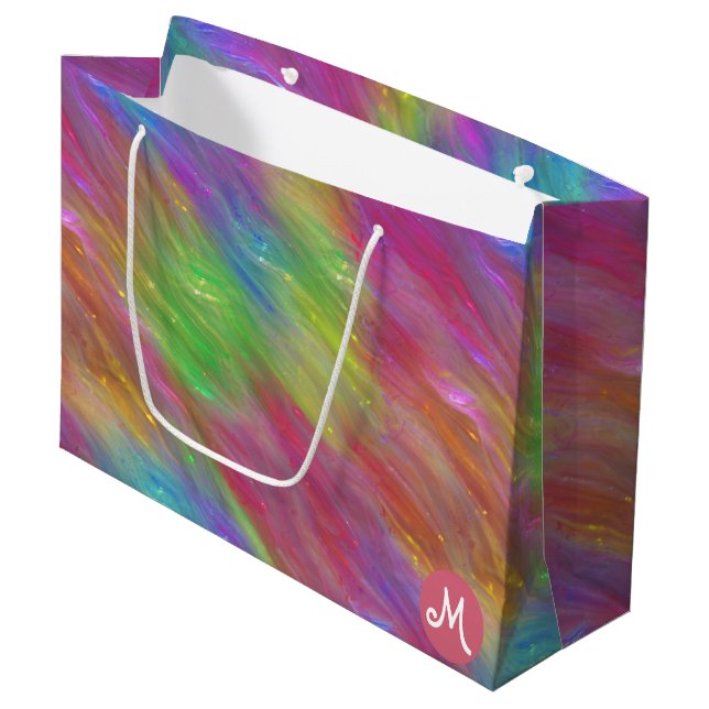 Melted Rainbow Glass Monogram Gift Bag (Front Angled)