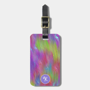 Melted Rainbow Glass Personalised Luggage Tag