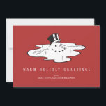Melted Snowman - Funny Holiday Cards<br><div class="desc">Funny christmas cards featuring a melted snowman and the message "warm holiday greetings".</div>