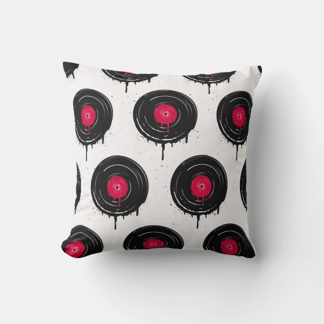 Melted vinyl records, artistic pattern. cushion (Front)
