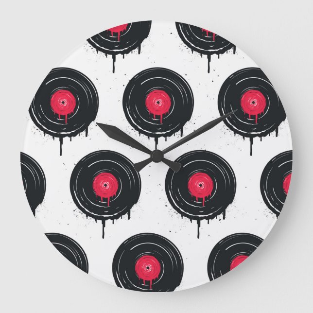 Melted vinyl records, artistic pattern. large clock (Front)