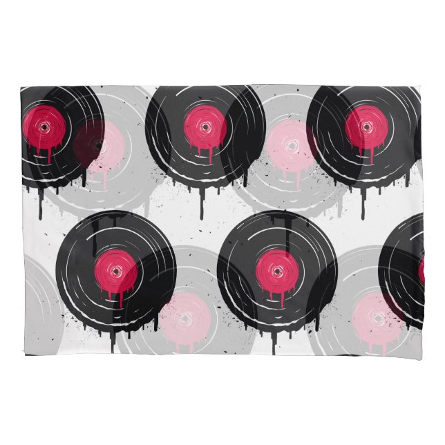 Melted vinyl records, artistic pattern. pillowcase (Front)