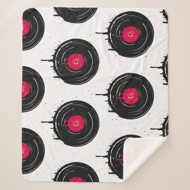 Melted vinyl records, artistic pattern. sherpa blanket (Front)