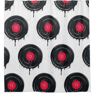 Melted vinyl records, artistic pattern. shower curtain