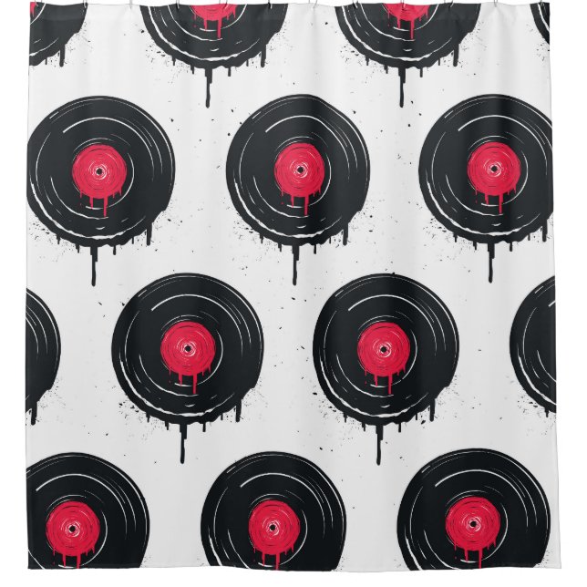 Melted vinyl records, artistic pattern. shower curtain (Front)
