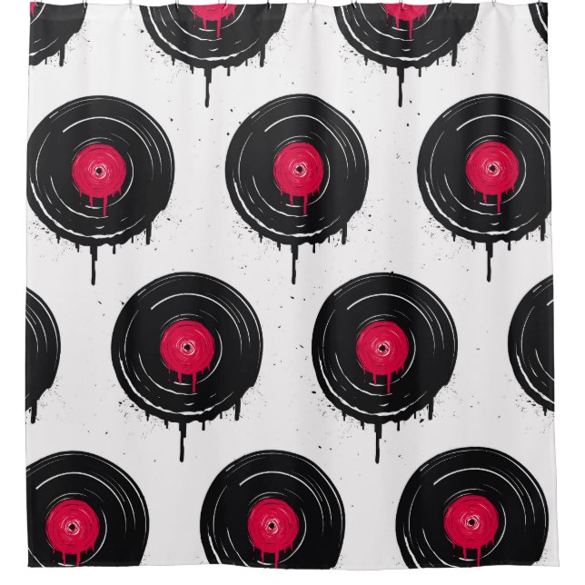 Melted vinyl records, artistic pattern. shower curtain (Front)