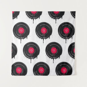 Melted vinyl records, artistic pattern. tapestry