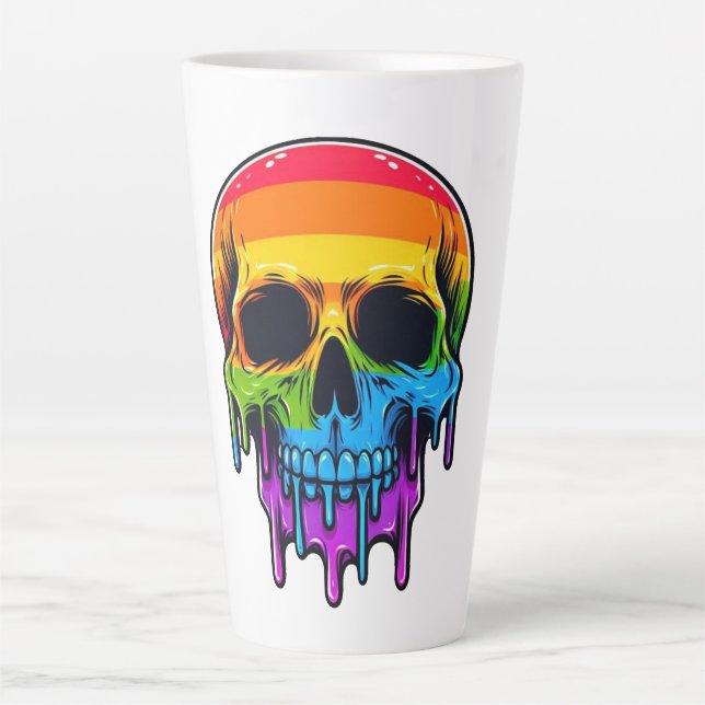 Melthing Rainbow Skull Latte Mug (Front)