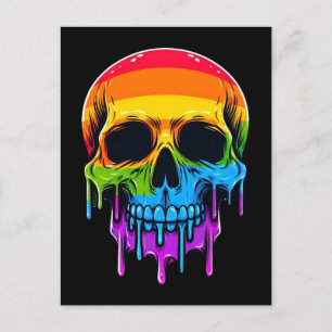 Melthing Rainbow Skull Postcard