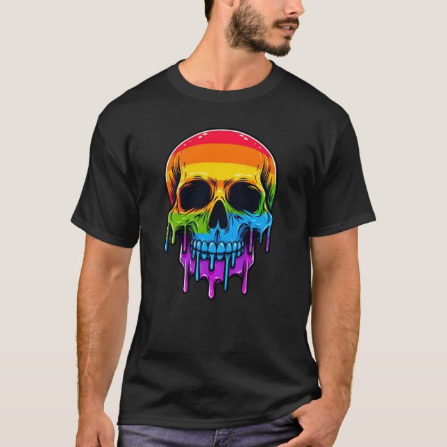 Melthing Rainbow Skull T-Shirt (Front)