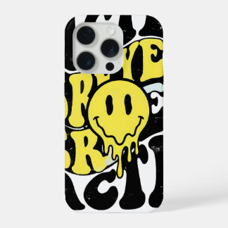 Melting Acid Smiley Face Psychedelic Liquid Typogr iPhone 15 Pro Case