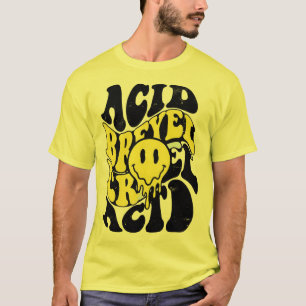 Melting Acid Smiley Face Psychedelic Liquid Typogr T-Shirt
