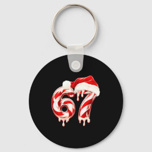 Melting Candy Cane 67 Christmas Design, Santa Hat  Key Ring