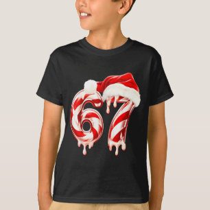 Melting Candy Cane 67 Christmas Design, Santa Hat  T-Shirt