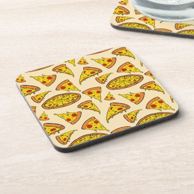 Melting Cheese Pizza Pattern Coaster (Left Side)
