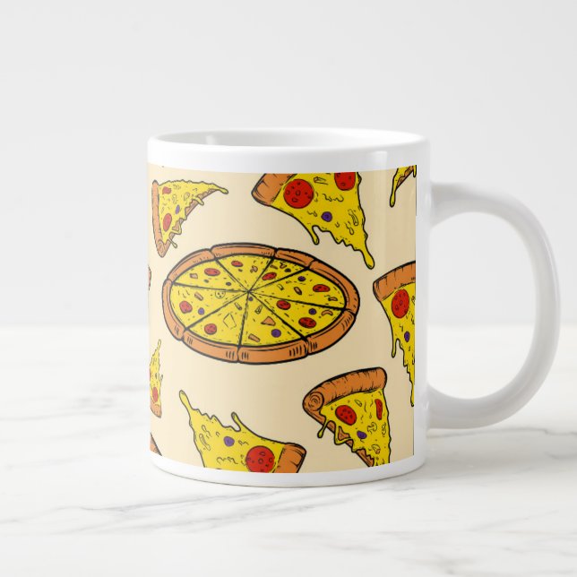 Melting Cheese Pizza Pattern Large Coffee Mug (Right)