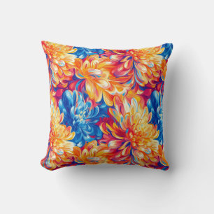Melting Chrysanthemum Pop Art Vibrant Design Cushion
