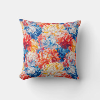 Melting Chrysanthemum Pop Art Vibrant Design Cushion