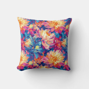 Melting Chrysanthemum Pop Art Vibrant Design Cushion