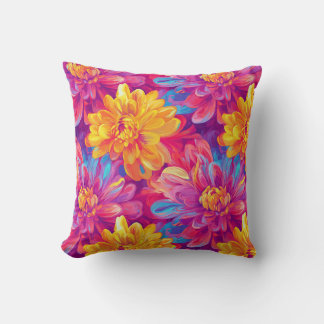 Melting Chrysanthemum Pop Art Vibrant Design Cushion
