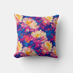 Melting Chrysanthemum Pop Art Vibrant Design Cushion