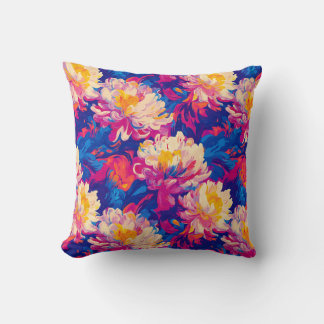Melting Chrysanthemum Pop Art Vibrant Design Cushion