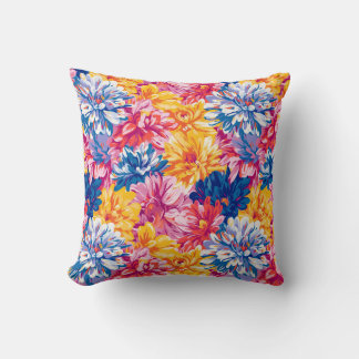 Melting Chrysanthemum Pop Art Vibrant Design Cushion