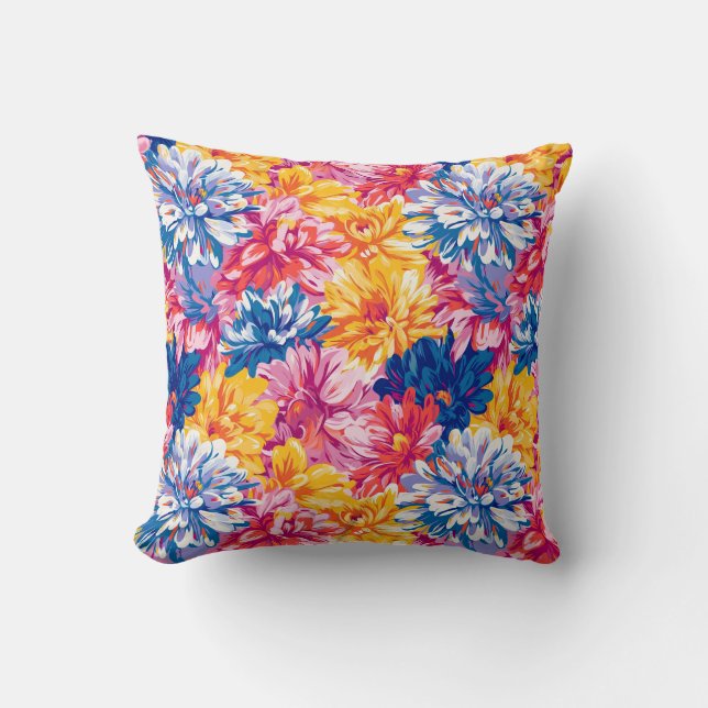 Melting Chrysanthemum Pop Art Vibrant Design Cushion (Front)