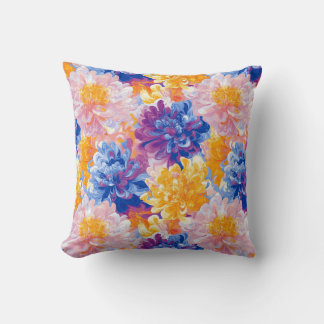 Melting Chrysanthemum Pop Art Vibrant Design Cushion