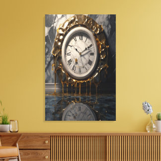 Melting Clock Canvas – Surreal Abstract Wall Art