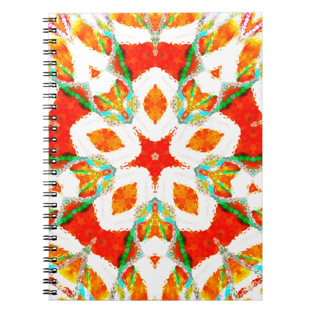 Melting colourful symmetrical pattern, ceramic til notebook (Front)