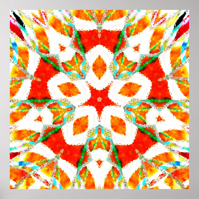 Melting colourful symmetrical pattern, ceramic til poster (Front)