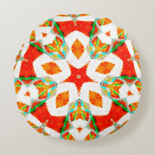 Melting colourful symmetrical pattern, ceramic til round cushion