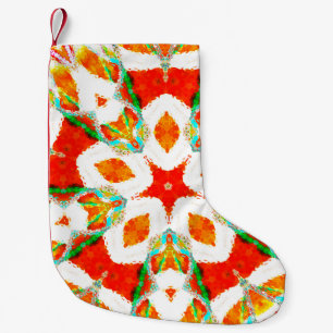 Melting colourful symmetrical pattern, ceramic til small christmas stocking